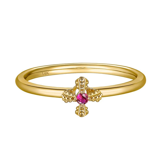 Simple Design Natural Garnet Solitaire Ring