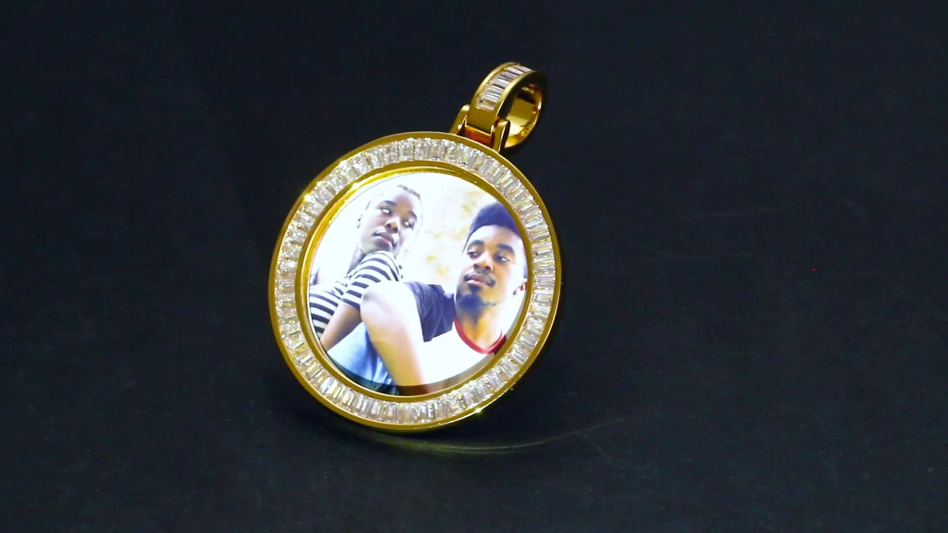 Simplism Charms Necklace Custom Purple Baguette Gemstone Picture Pendant