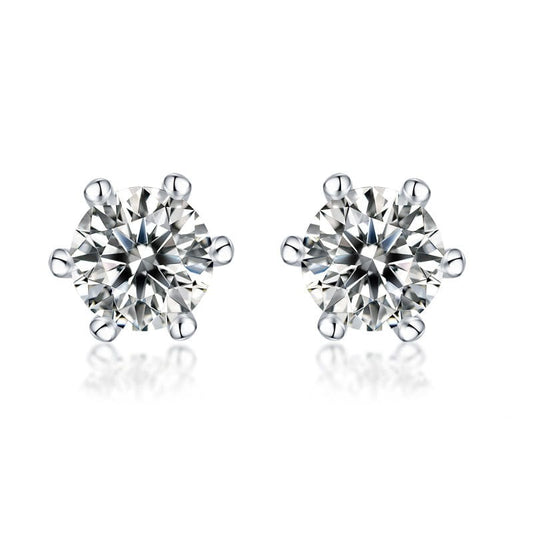SME02 0.5ct Six Claws925 Silver Stud Earrings -  Moissanite Diamond