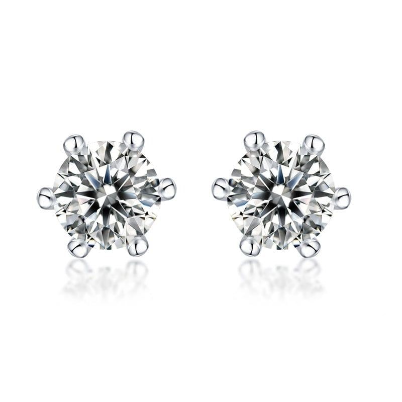 SME02 0.5ct Six Claws925 Silver Stud Earrings -  Moissanite Diamond