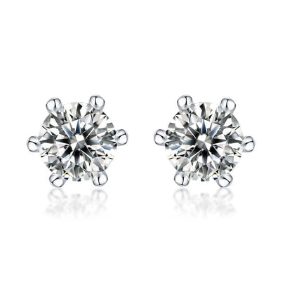 SME02 0.5ct Six Claws925 Silver Stud Earrings -  Moissanite Diamond