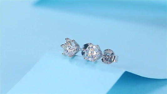 Six Claws Hip Hop Jewelry -  925 Sterling Silver Earring- 0.5ct Moissanite Diamond Studs Earring