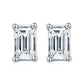 SME15 RINNTIN SMN32 D-E VVS Solid 925 Sterling Silver Wedding Set Moissanite Emerald Cut Stud Earrings Necklace Jewelry Set for Women