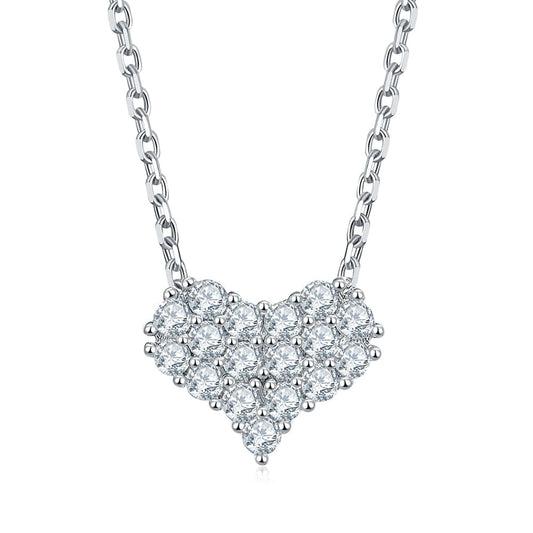 SMN35 RINNTIN SMN35 Bridal Wedding Silver Jewelry Sets Necklace and Earrings Hypoallergenic Moissanite Necklace Earrings Jewelry Set