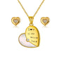 sn289+ape01 RINNTIN SN283 Best Gift for Women Girls 925 Sterling Silver 14K Gold Heart Necklace Earrings Jewelry Sets