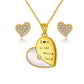 sn289+ape03 RINNTIN SN283 Best Gift for Women Girls 925 Sterling Silver 14K Gold Heart Necklace Earrings Jewelry Sets