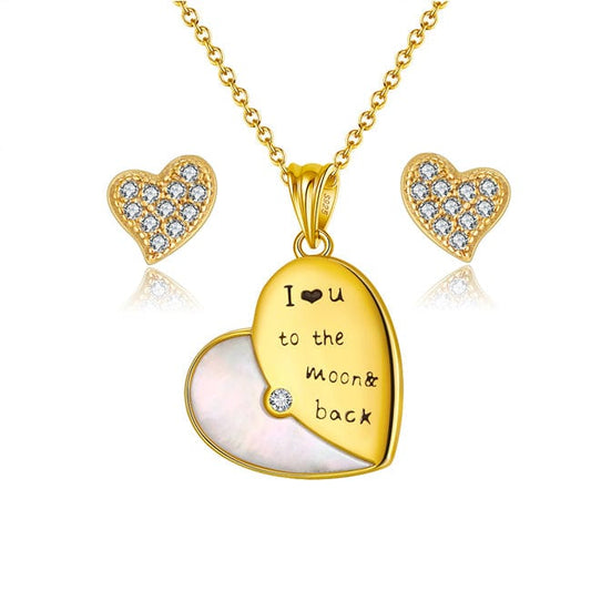 925 Sterling Silver Necklace - 14K Gold Heart Jewelry