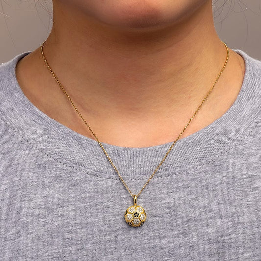 925 Sterling Zilveren Ketting - Verguld - Moissanite Voetbal Hanger
