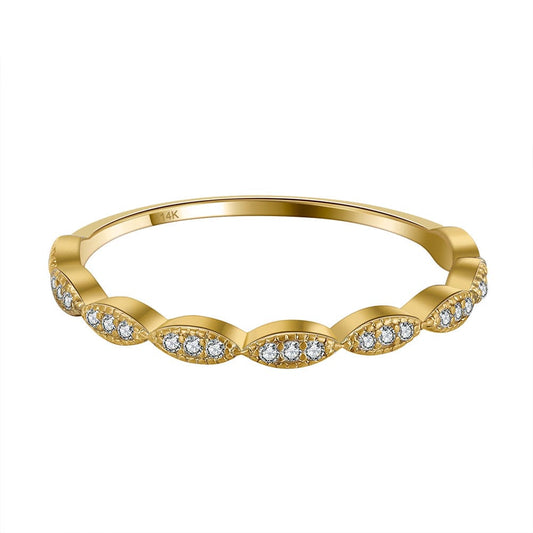 Soild Gold Moissanite Diamonds  - Stackable Ring Eternity Bands