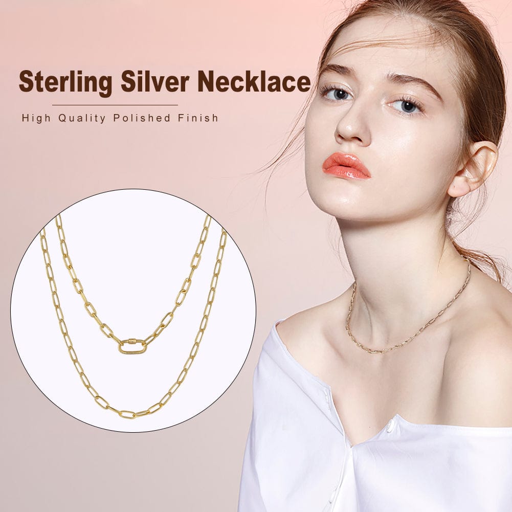 Solid 925 Sterling Silver Chain - 14K Gold Necklace