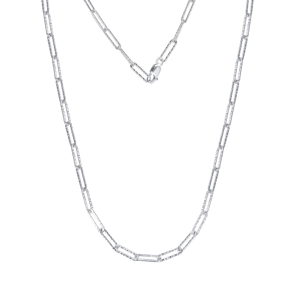 Solid 925 Sterling Silver Necklace - Italian Handmade 3.5mm Paperclip Chain