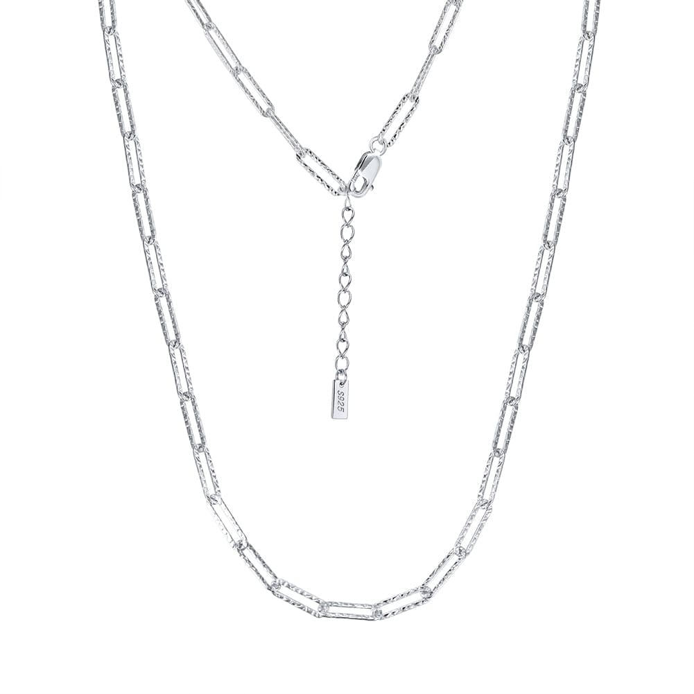 Solid 925 Sterling Silver Necklace - Italian Handmade 3.5mm Paperclip Chain