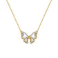 Solid Gold Butterfly Necklace - Natural Mother of Pearl - Moissanite Gold Pendant