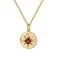 Solid Gold  Compass Necklace -Genuine Natural Garnet Pendant