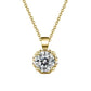 Solid Gold Flower Pendant Necklace - 0.5ct Round Brilliant Cut Moissanite Diamond