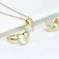 Solid Gold Heart Necklace  - Natural Romantic Moonstone Pendant