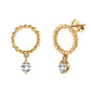 Solid Gold Jewelry Drop Stud Earring - Natural Topaz
