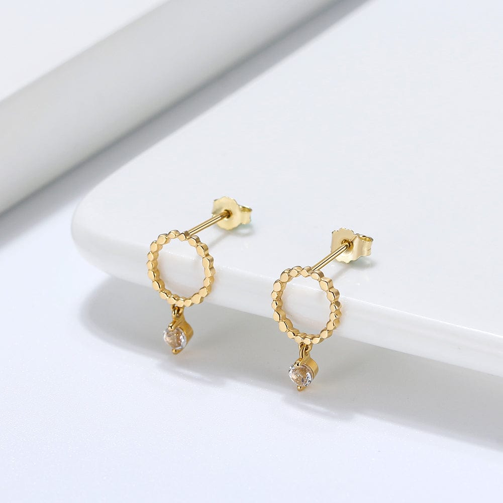 gold natural diamond drop earrings