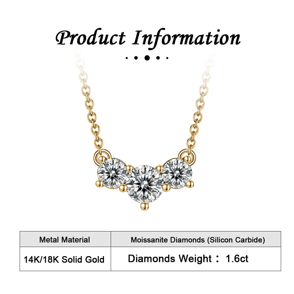 Solid Gold Necklace  Moissanite Necklace Round Pendant