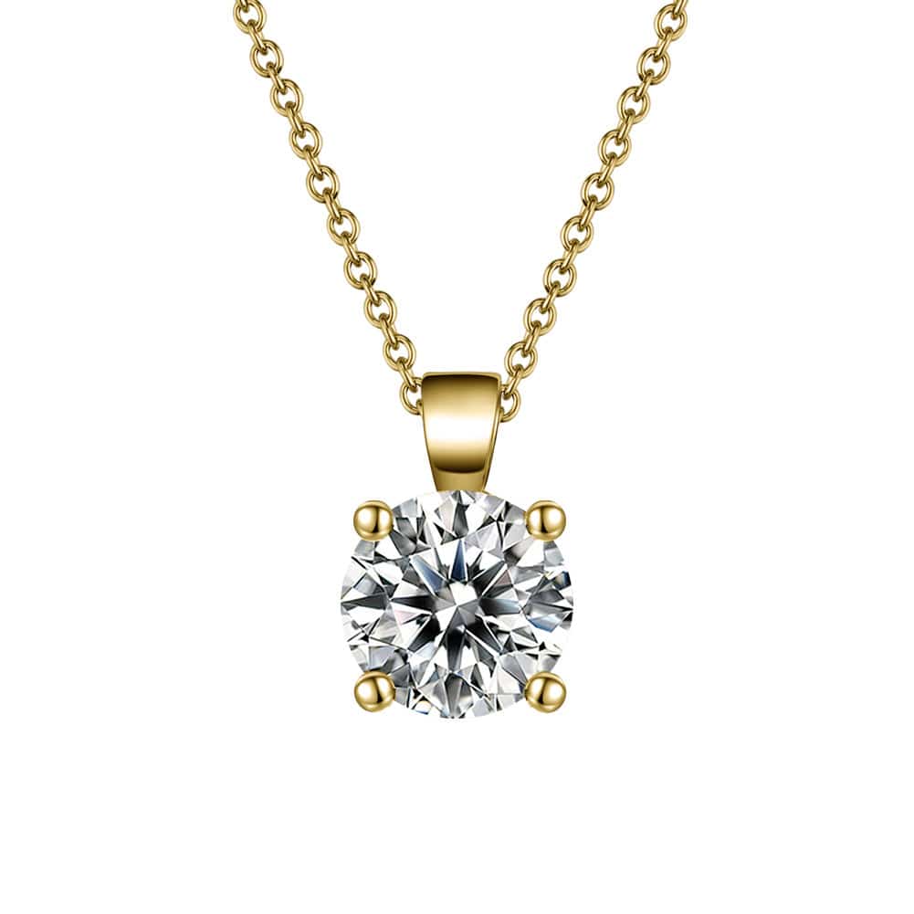 Solid Gold Round Necklace - 0.5 Carat  Moissanite Diamond Pendant