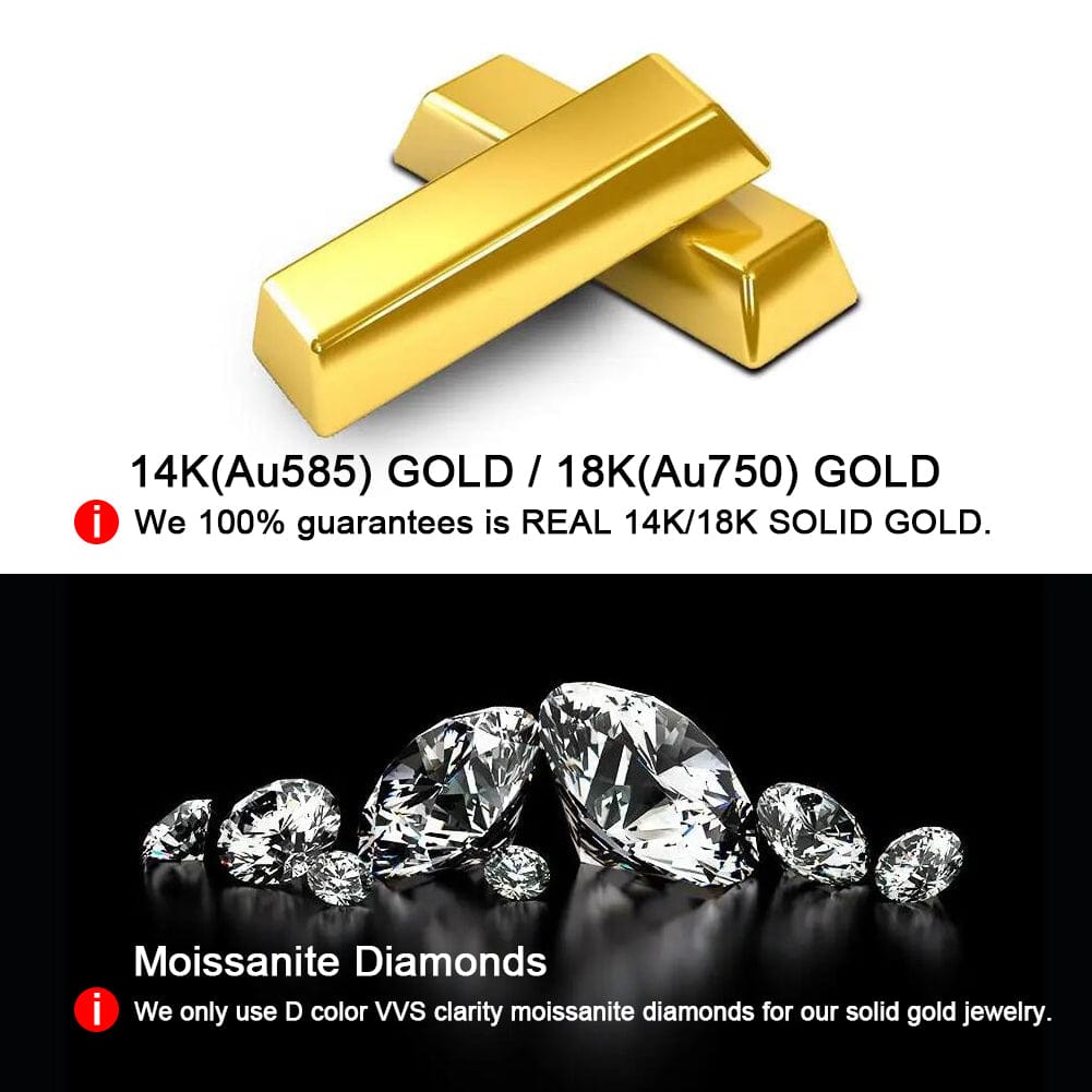 Solid Gold Round Necklace - 0.5 Carat  Moissanite Diamond Pendant