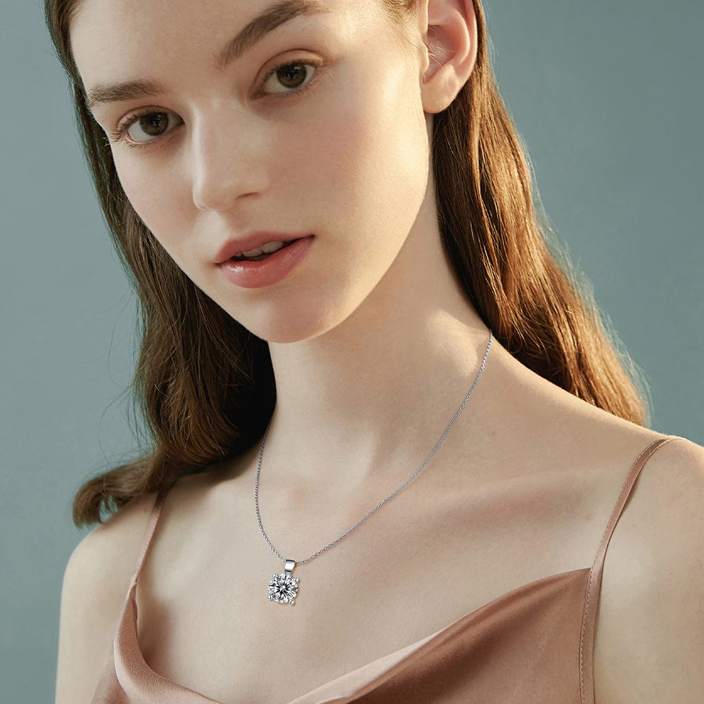 Solid Gold Round Necklace - 0.5 Carat  Moissanite Diamond Pendant