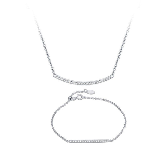 SS133 RINNTIN SS133 Sample Design Smile Necklace 925 Sterling Silver Cubic Zircon Jewelry Sets for Women Men