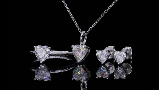 Heart Design Sterling Silver  Engagement Rings - 2.0mm Moissanite Diamond Jewelry