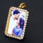 Sublimation Blanks 18K Gold Plated Mens Charms Iced Out Crystals Healing Gemstones Picture Pendant