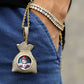 Sublimation Jewelry Blank Picture Necklace Gold Plated Iced Out Bag Custom Photo Pendant