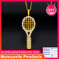 Tennis Racket Pendant- 925 Moissanite Diamond Charm Necklace