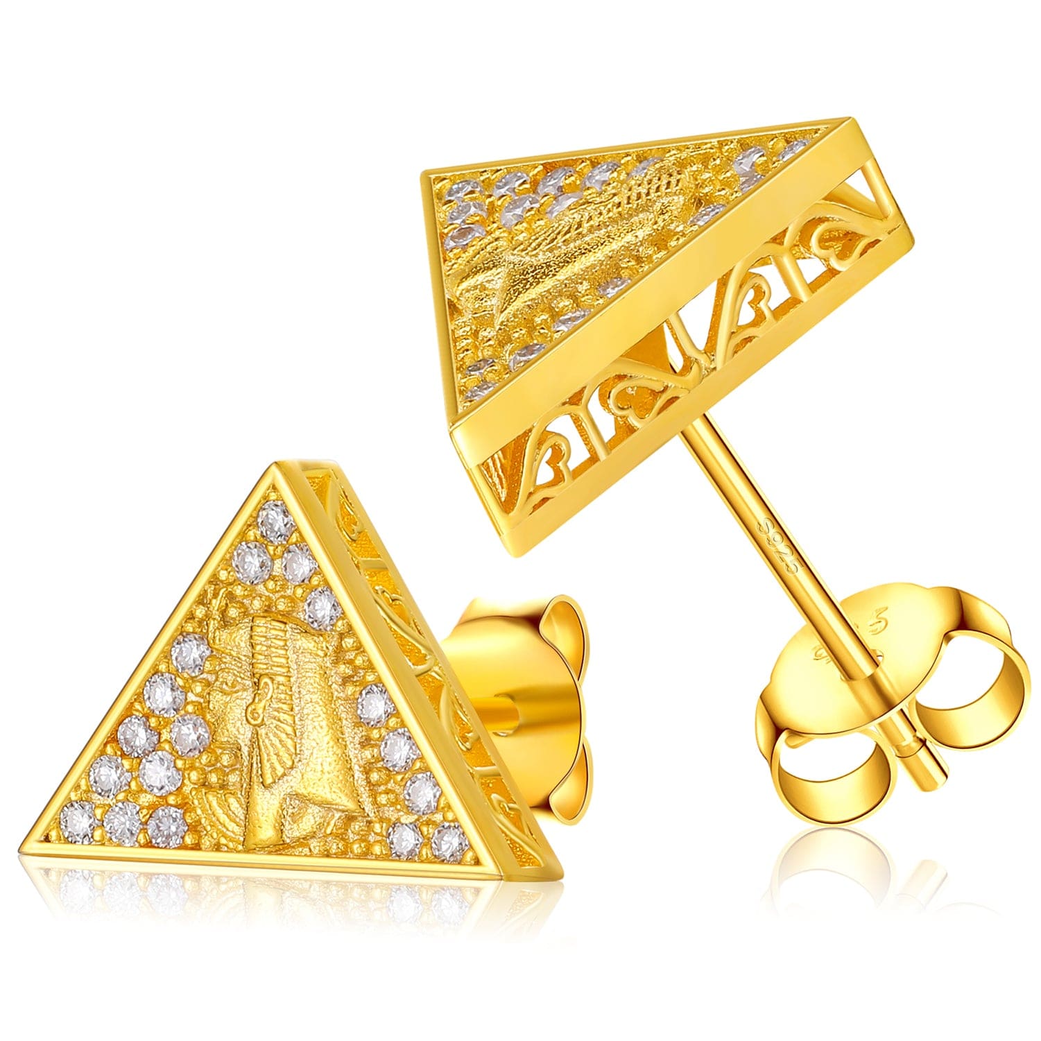TQE0065-Gold Gold Plated Hip Hop Jewelry 925 Sterling Silver VVS Moissanite Diamond Prayer Stud Earrings