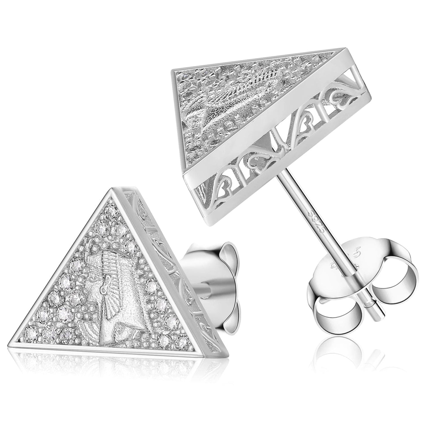TQE0065-Silver Gold Plated Hip Hop Jewelry 925 Sterling Silver VVS Moissanite Diamond Prayer Stud Earrings