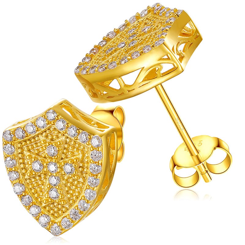 TQE0066-Gold Gold Plated Hip Hop Jewelry 925 Sterling Silver VVS Moissanite Diamond Prayer Stud Earrings