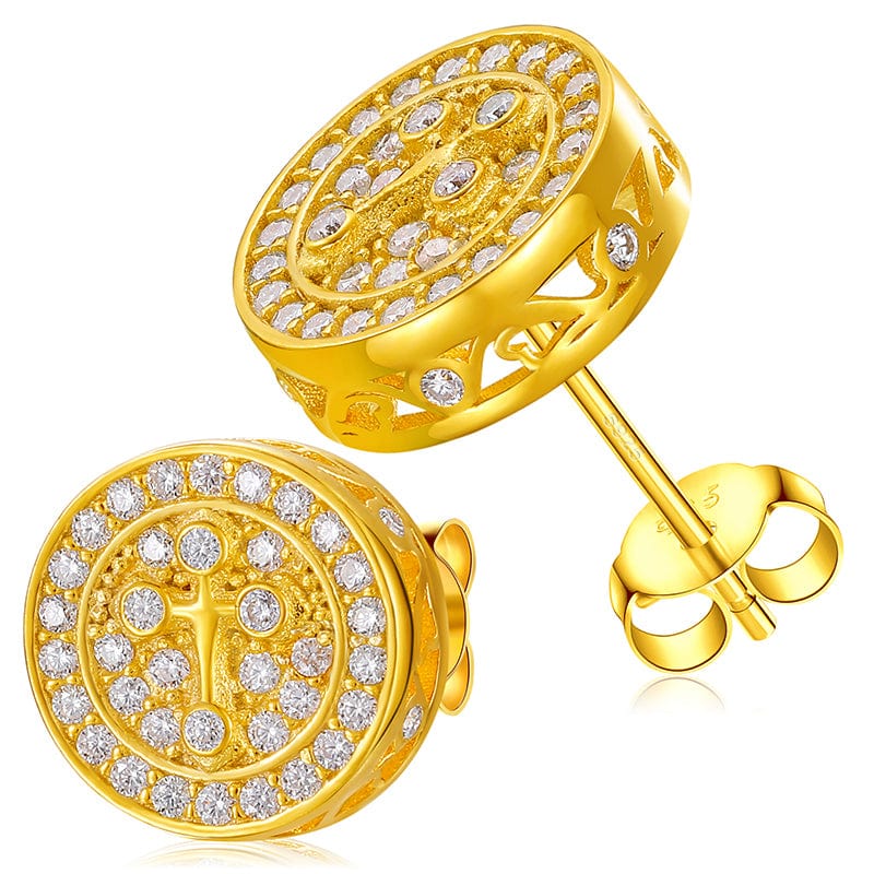 TQE0069-Gold Gold Plated Hip Hop Jewelry 925 Sterling Silver VVS Moissanite Diamond Prayer Stud Earrings