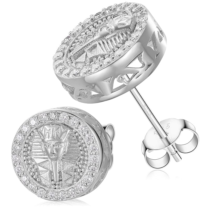 TQE0070-Silver Gold Plated Hip Hop Jewelry 925 Sterling Silver VVS Moissanite Diamond Prayer Stud Earrings