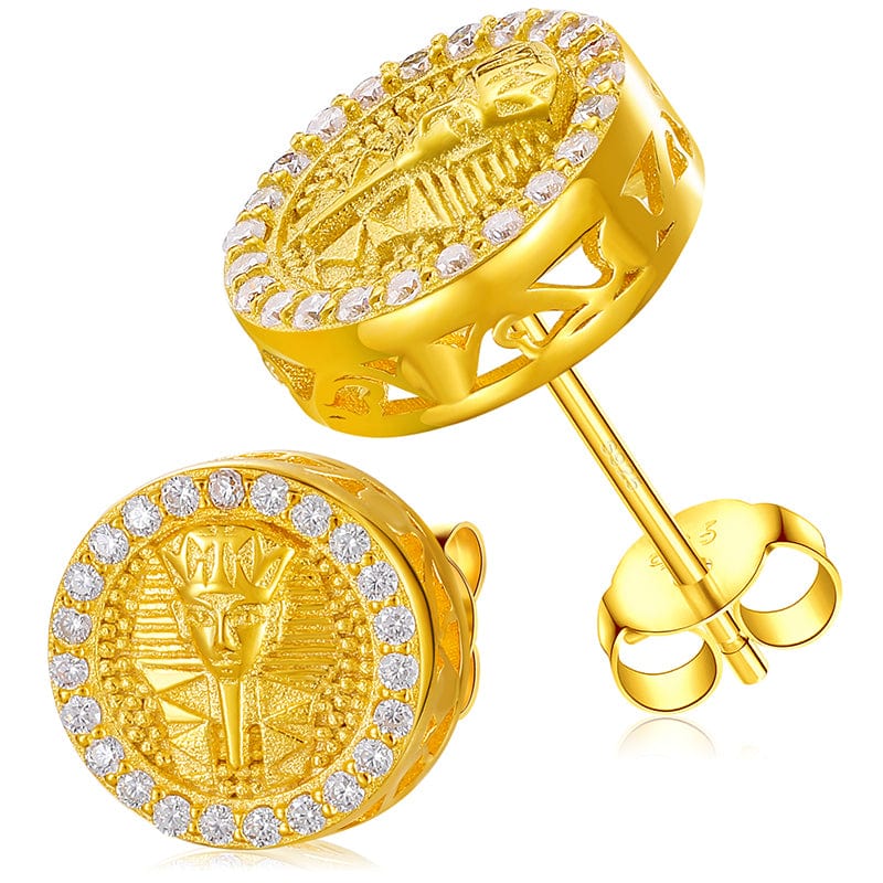 TQE0071-Gold Gold Plated Hip Hop Jewelry 925 Sterling Silver VVS Moissanite Diamond Prayer Stud Earrings