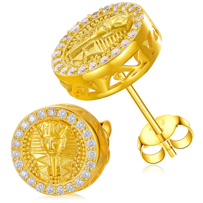 TQE0071-Gold Gold Plated Hip Hop Jewelry 925 Sterling Silver VVS Moissanite Diamond Prayer Stud Earrings