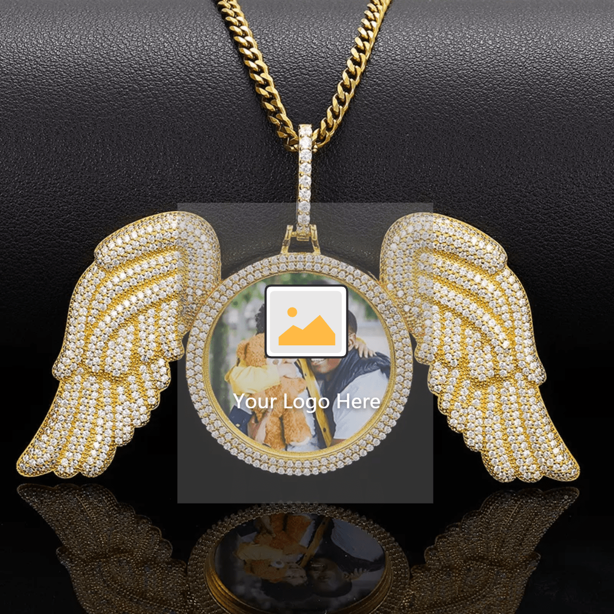 Unique Angel Wing Charms Pendant Punk Style Silver 925 Crystal Custom Photo Pendant