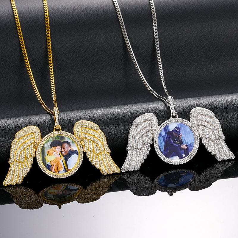 Unique Angel Wing Charms Pendant Punk Style Silver 925 Crystal Custom Photo Pendant