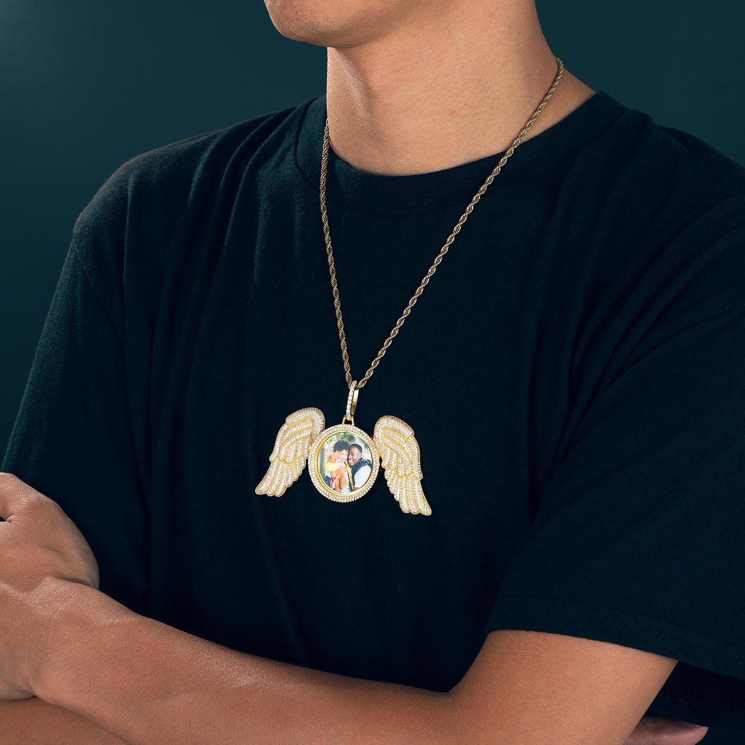 Unique Angel Wing Charms Pendant Punk Style Silver 925 Crystal Custom Photo Pendant