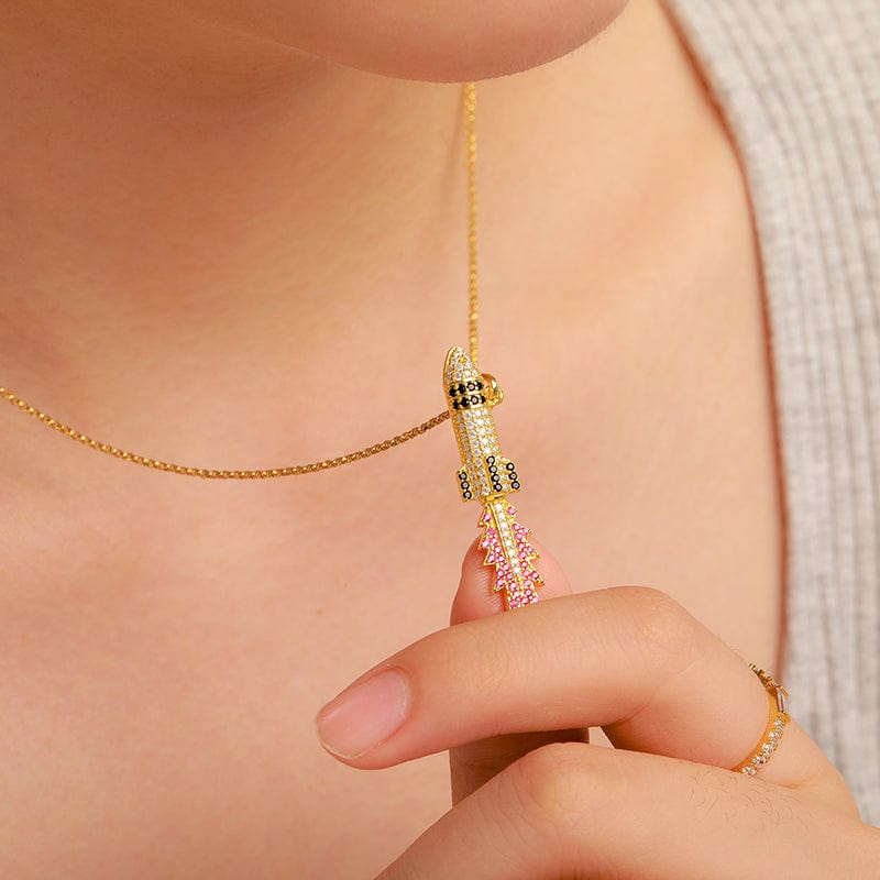 VVS Moissanite Diamond Hip Hop Rocket Pendant Necklace