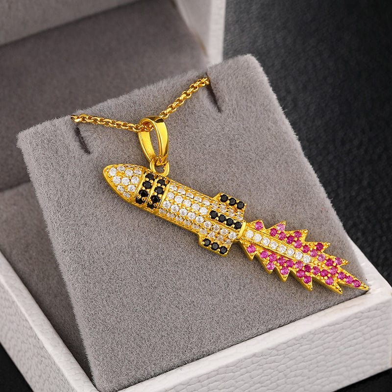 VVS Moissanite Diamond Hip Hop Rocket Pendant Necklace