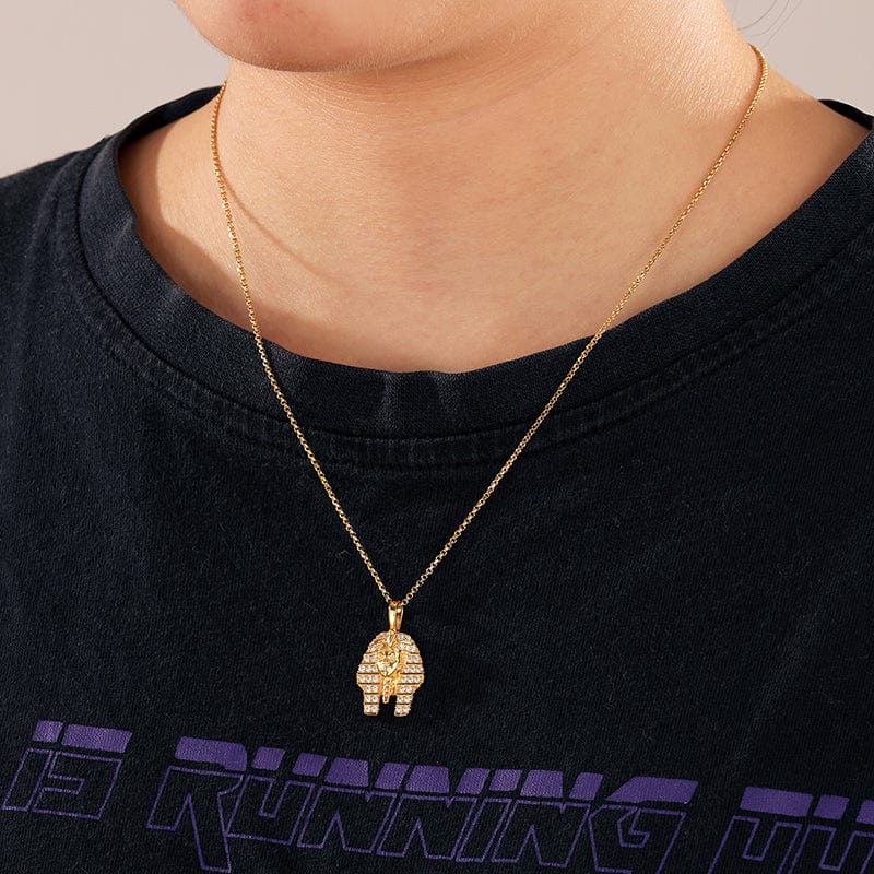 VVS Moissanite Pharaoh Pendant Necklace Hip Hop 18k Gold Plated Diamond Pendant