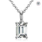 White Gold 925 Sterling Silver - 1ct Emerald Cut Moissanite Diamond Solitaire Pendant Necklace