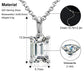 White Gold 925 Sterling Silver - 1ct Emerald Cut Moissanite Diamond Solitaire Pendant Necklace